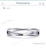 New! T I F F I NY Atlas X S925 Silver Hinged Bangle with Diamonds